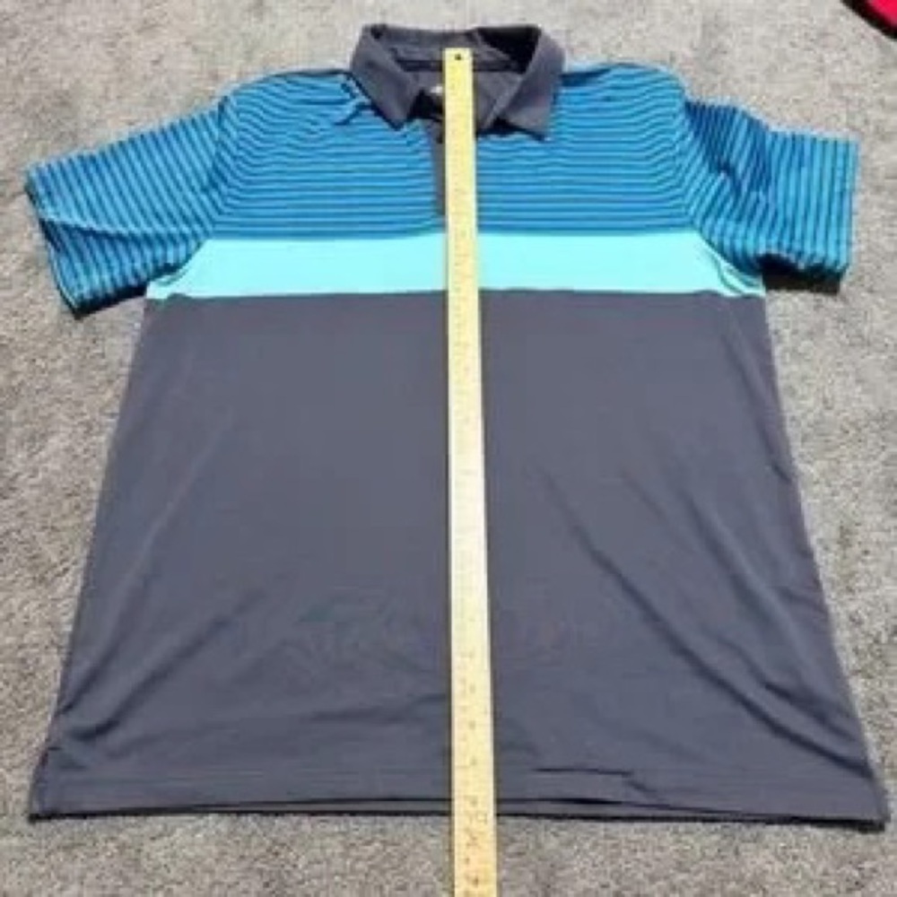 Men's Striped Blue & Gray Polo Shirt - Picture 2 of 8
